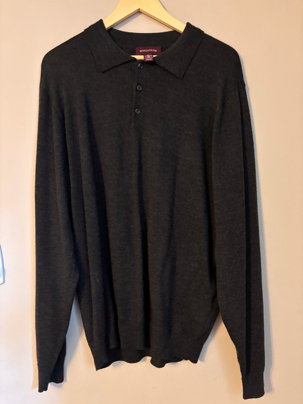 Nordstrom Men's Collared Polo Sweater Charcoal M